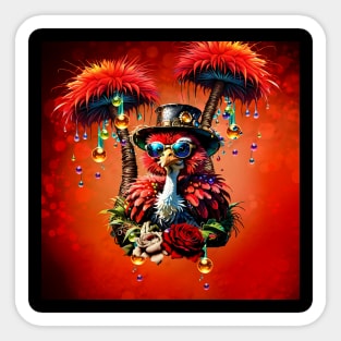 Stunning colorful  steampunk ostrich. Sticker